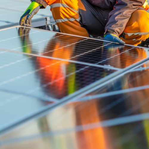 Residential solar installation showing panels and system equipment